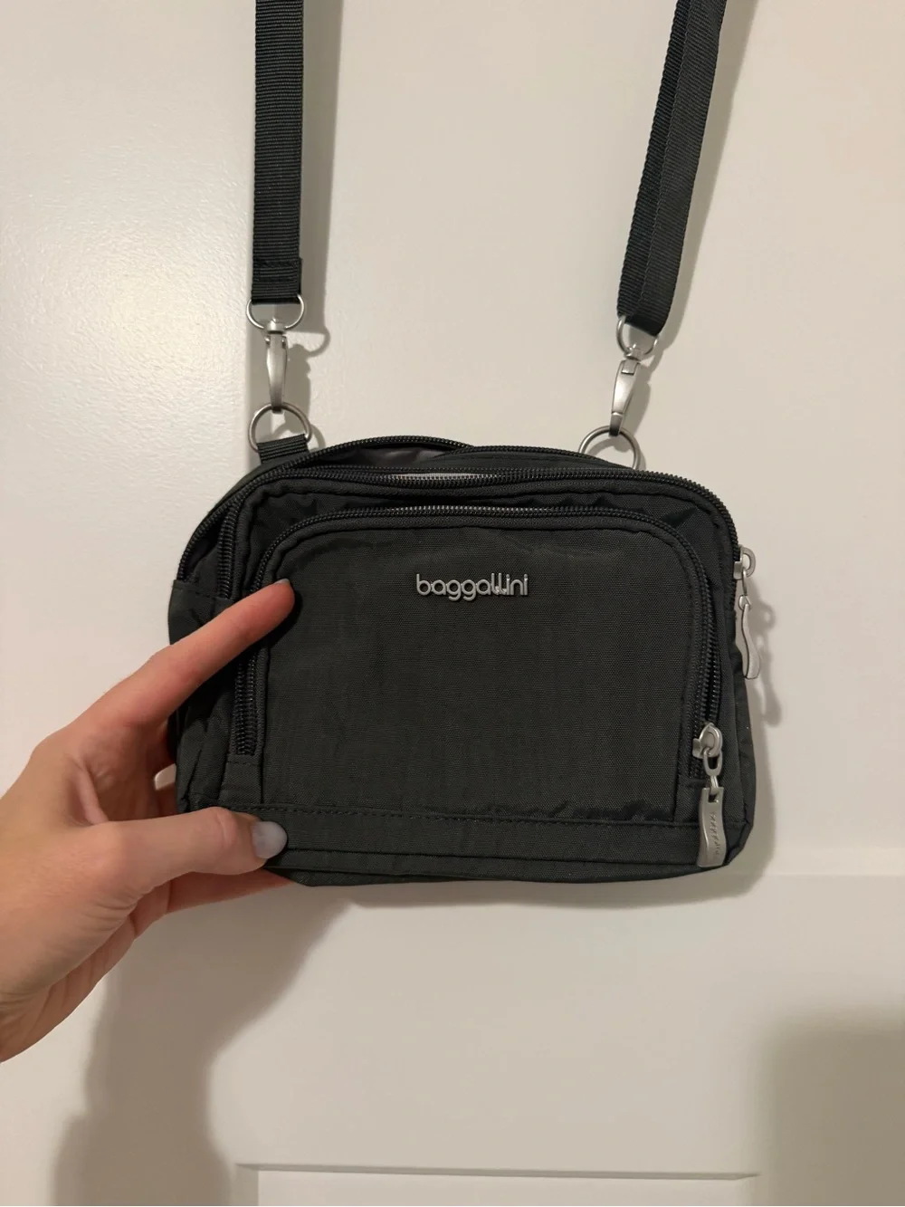 Baggallini grey Compact Crossbody Zip Pouch